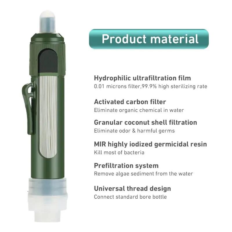 TUP ensemble de paille en plein air mini filtre purificateur d'eau de purification de survivre ou de