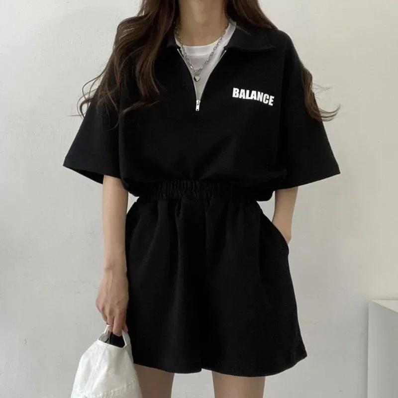 Ensembles de survêtement deux pièces pour femmes, chemisier à manches courtes, shorts à imprimé spor
