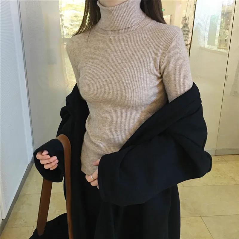 Pull à col roulé pour femme, pull slim, pull en tricot doux, pull chaud, basique, décontracté, autom