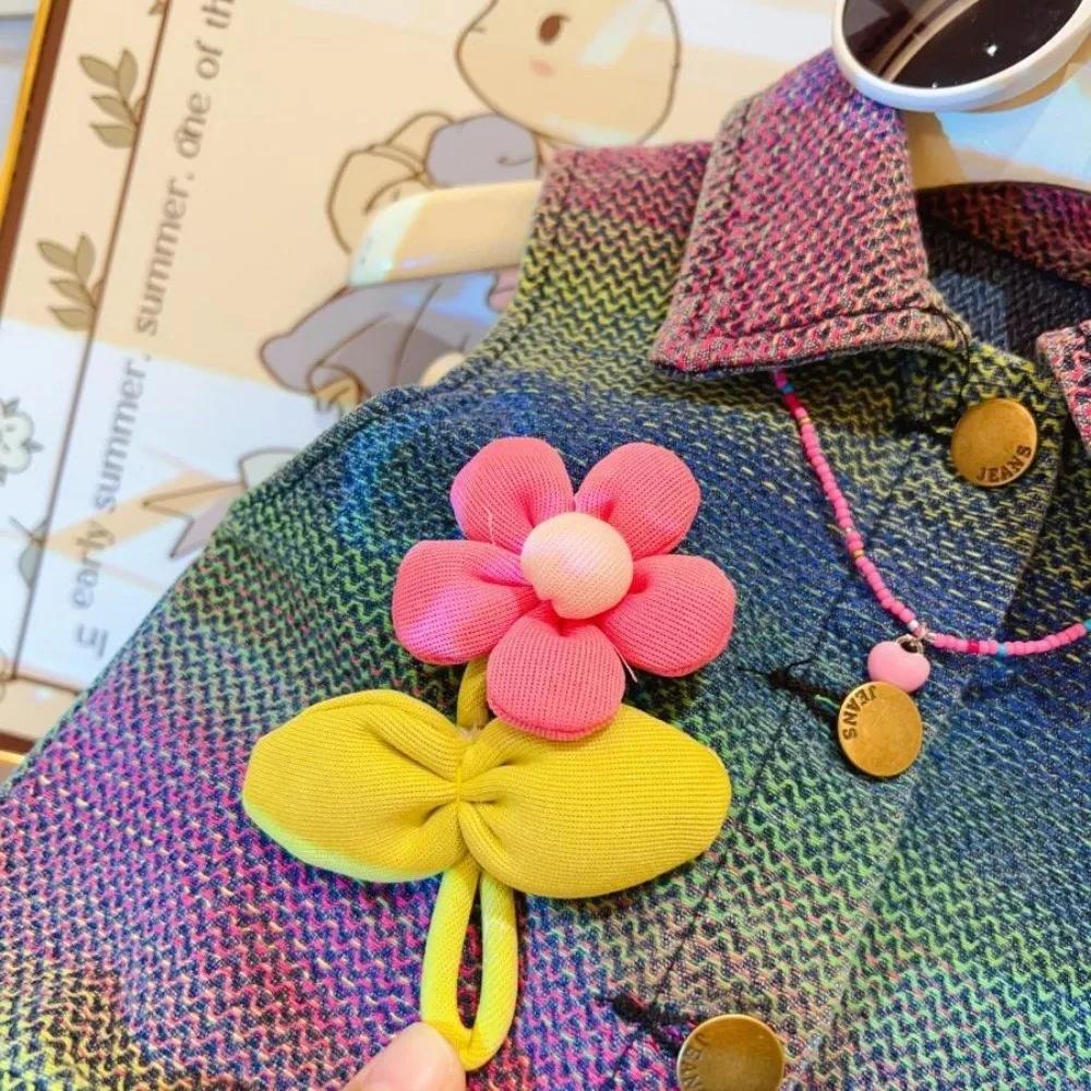Ensemble deux pièces pour fille, couleur dégradée, avec revers, sans manches, décoration tournesol 3