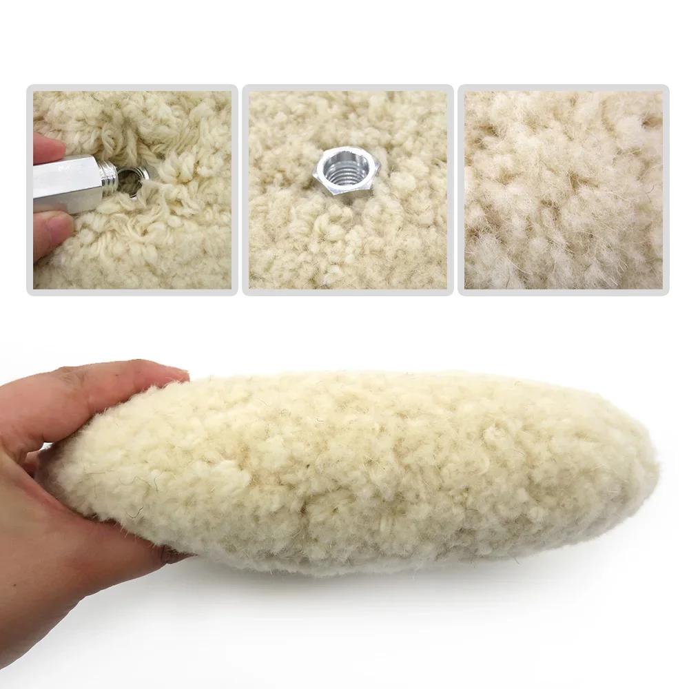 Tampon de polissage 100% laine de 7 pouces, Double face, crochet et boucle de 180mm pour la coupe et