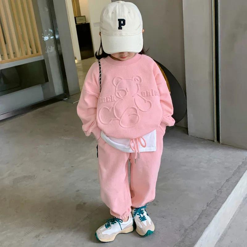 Ensemble de vêtements pour filles de 2 3 4 5 6 8 ans, sweat à capuche et pantalon à manches longues,