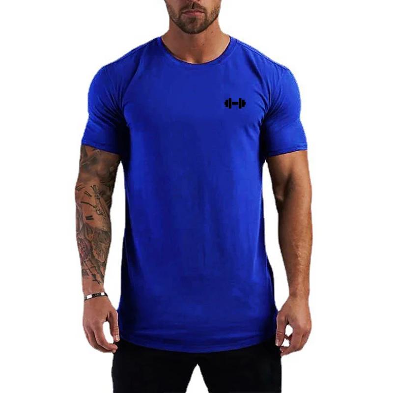 T-shirts de course d'été en coton respirant, vêtements de sport à manches courtes pour hommes, T-shi