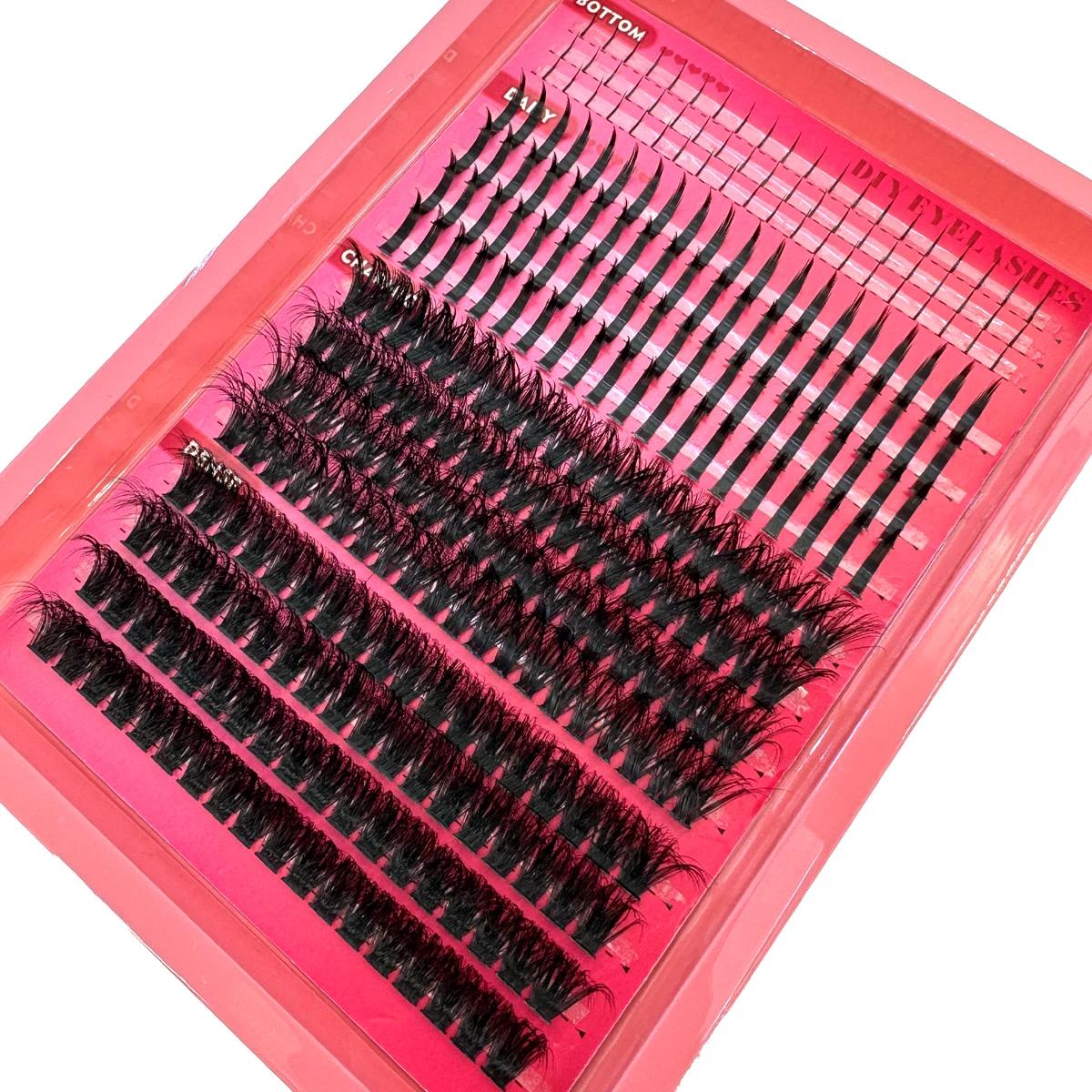 15 rangées de grappes de faux cils pointes et cils inférieurs bricolage Manga Cluster Extensions de 