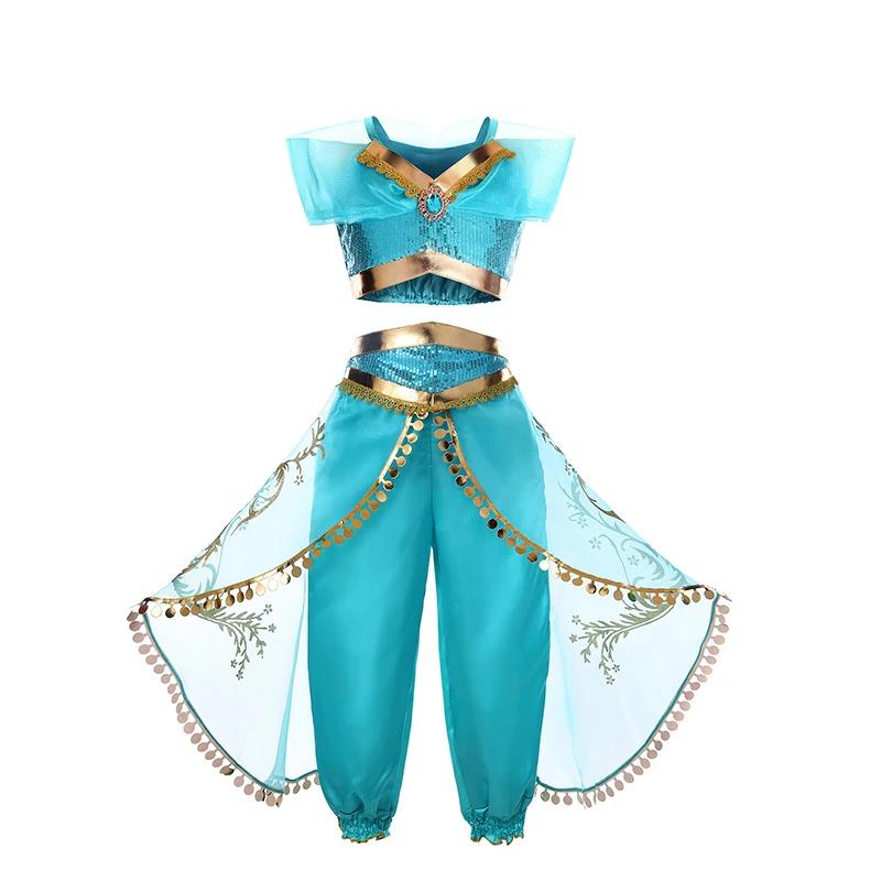 Robe de princesse arabe pour enfants, Costume d'halloween Jasmine pour filles, déguisement de fête d