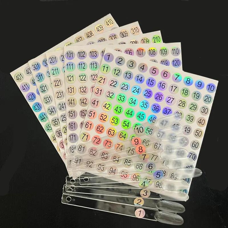 Étiquette autocollante avec numéro Laser, 5 feuilles (1-500), pour vernis à ongles, affichage des po