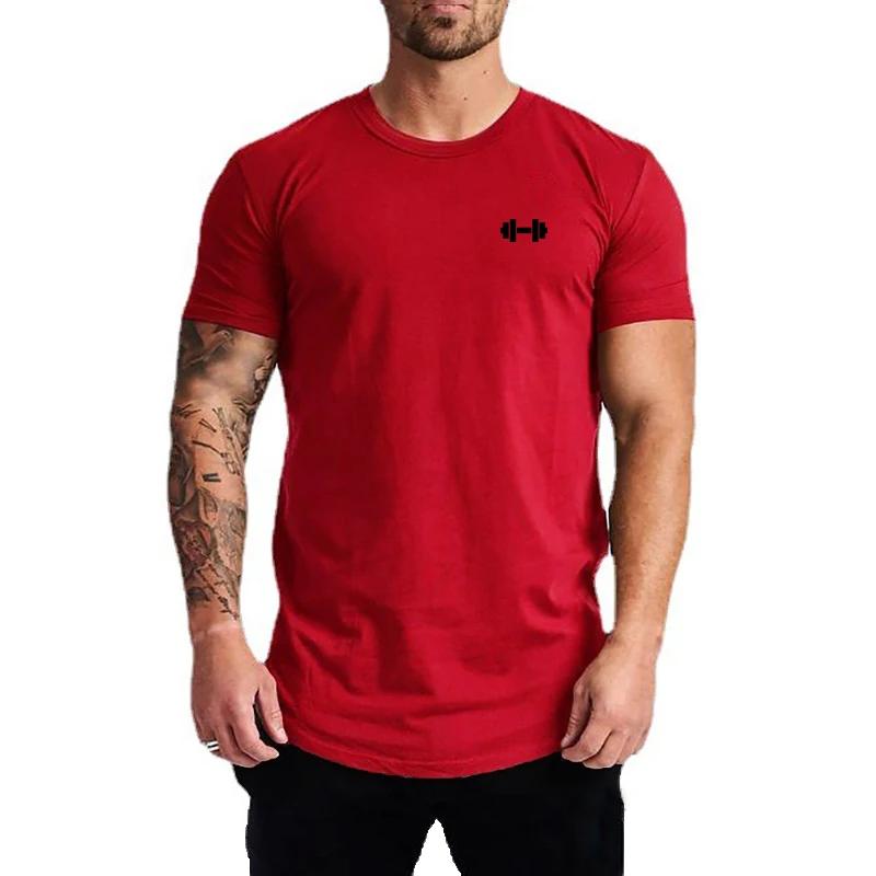 T-shirts de course d'été en coton respirant, vêtements de sport à manches courtes pour hommes, T-shi