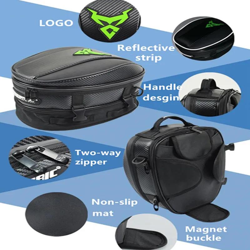 Sac de queue de moto multifonction, sacs de casque de motocross, sacs d'huile de carburant magnétiqu