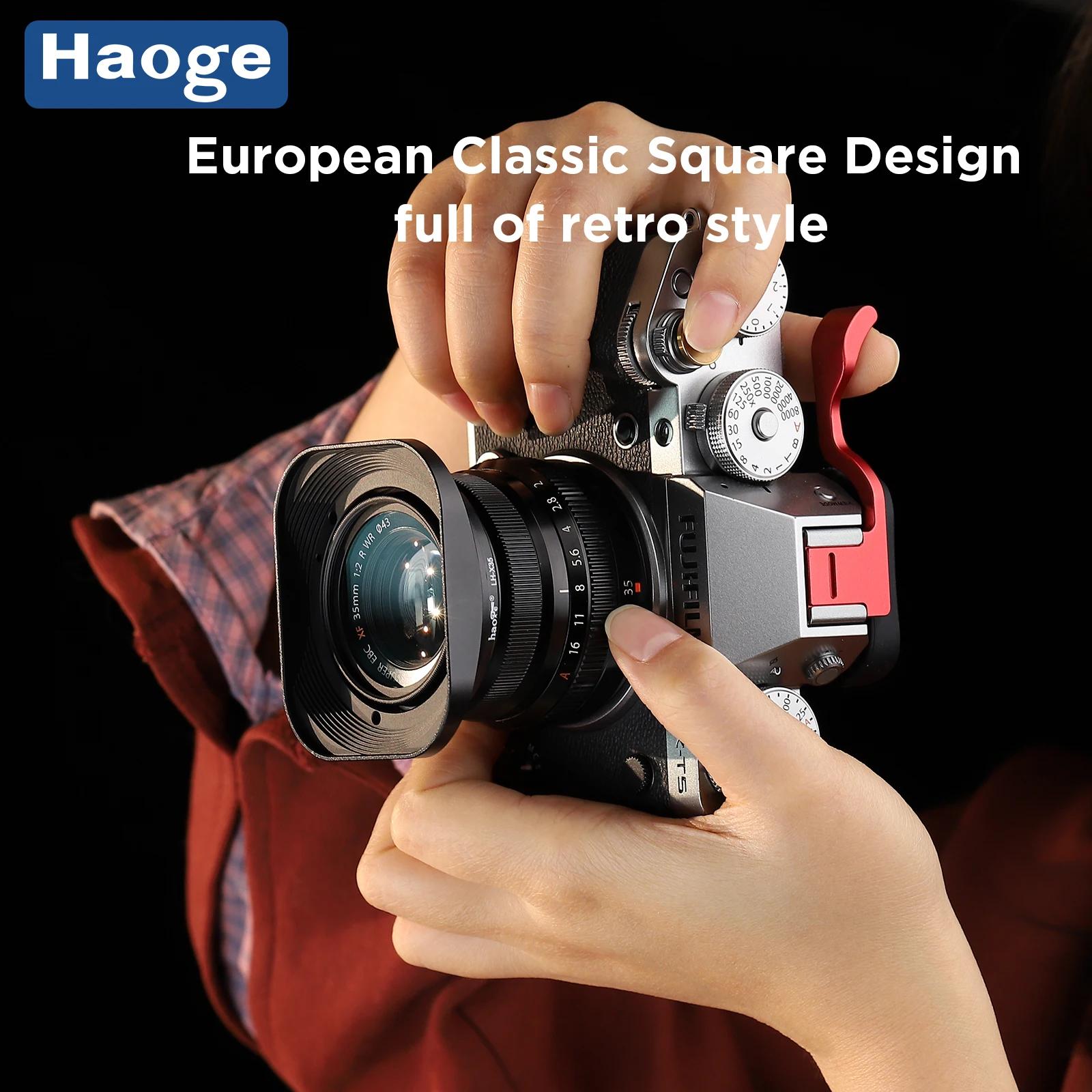 Pare-soleil carré en métal Haoge LH-X35 pour objectifs Fuji Fujifilm XF 35mm f2 R WR et XF 23mm f2 R