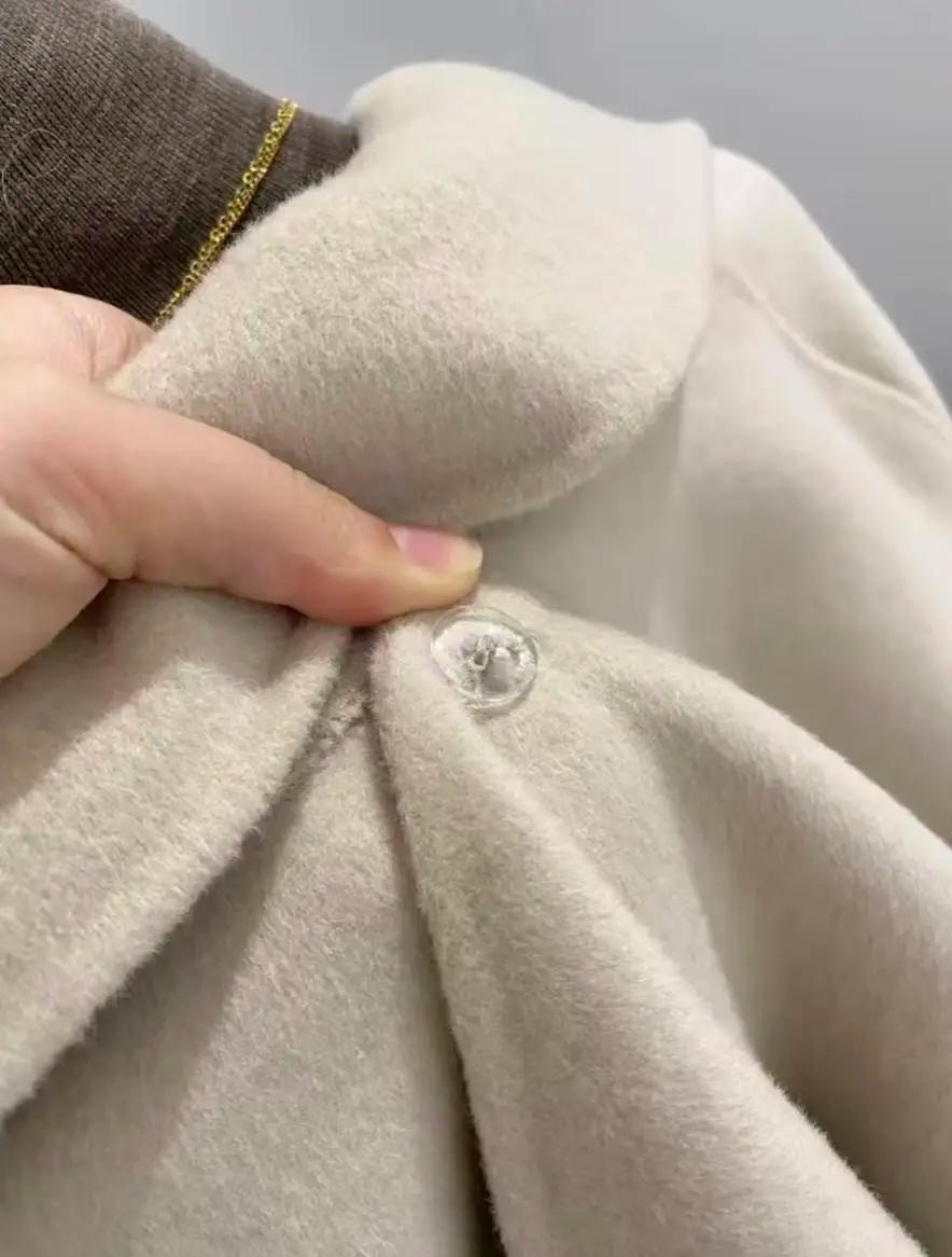 Manteau en laine mélangée à revers pour femme, 72 % laine, avec écharpe, nouvelle collection 2026, q