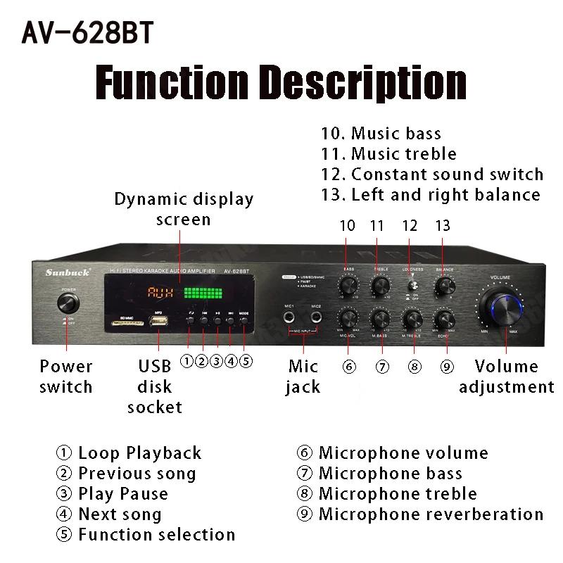 Amplificateur de puissance Bluetooth 110/220V 2000W, caissons de basses Audio, son Surround stéréo H