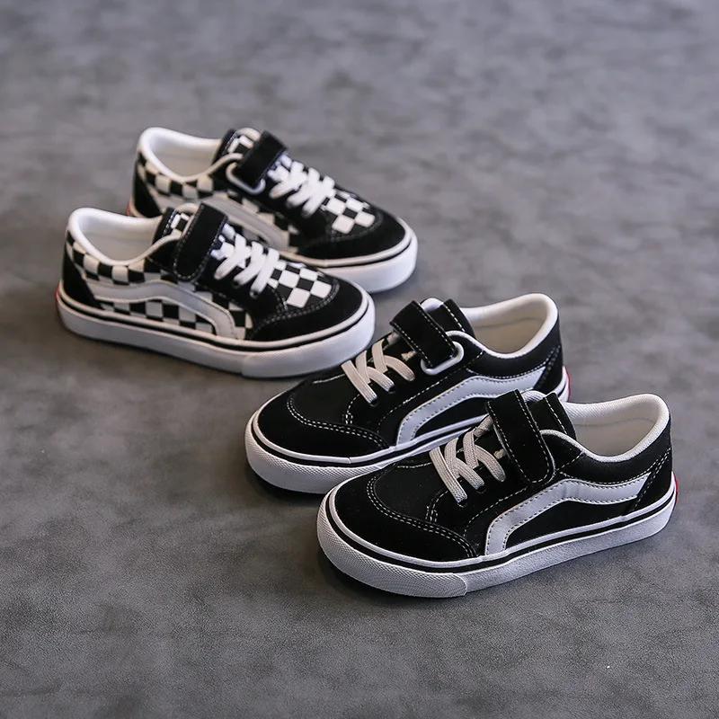 Chaussures en toile pour enfants, chaussures de planche pour garçons, nouveau filet rouge, basses, m
