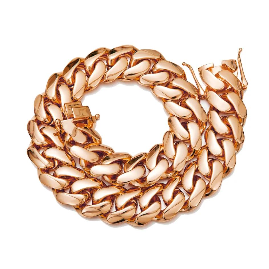 Hip Hop Bling couleur or acier inoxydable Dense cubain Miami lien chaîne colliers pour hommes rappeu