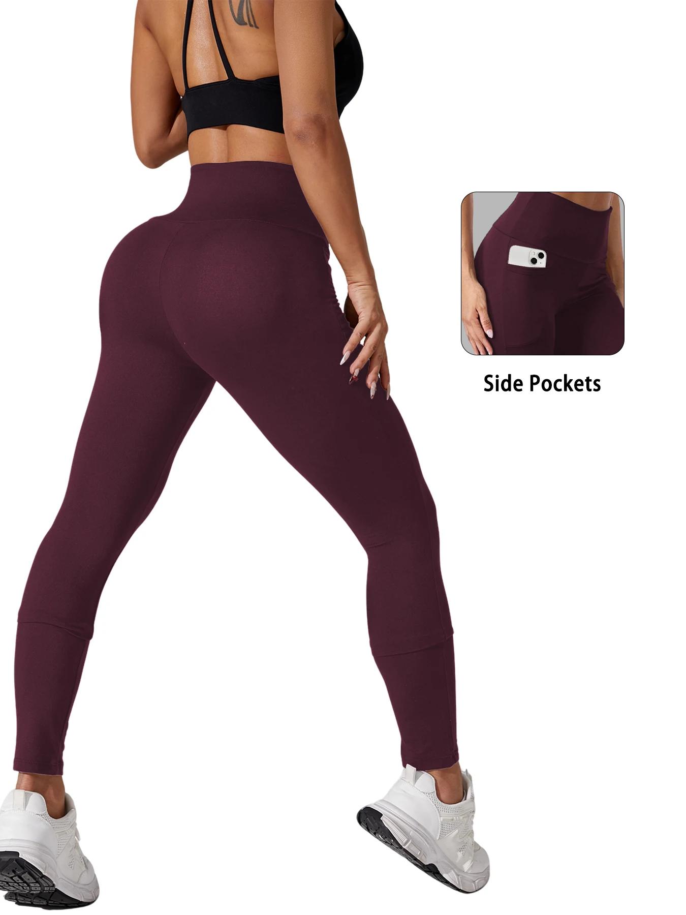 Leggings super doux avec poches pour femmes, contrôle du ventre taille haute pour l'entraînement de 