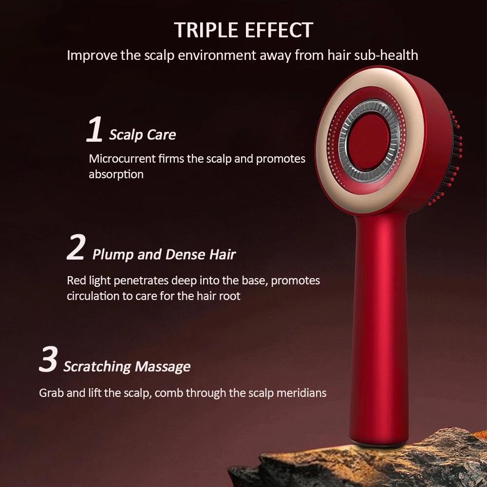 Peigne de Massage électrique à vibrations, thérapie à la lumière rouge, brosse de Massage pour la cr