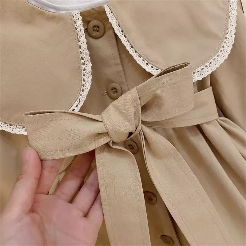 Filles Trench manteaux enfants mode taille vestes enfants col rabattu bébé mignon Long coupe-vent vê