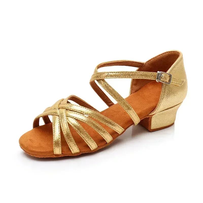 Nouveauté salle de bal fille chaussures de danse enfants talon bas dames femmes chaussures de danse 