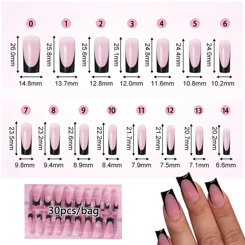 30 pièces pointes d'ongles carrées été français dégradé faux ongles d'orteil portable court carré pi