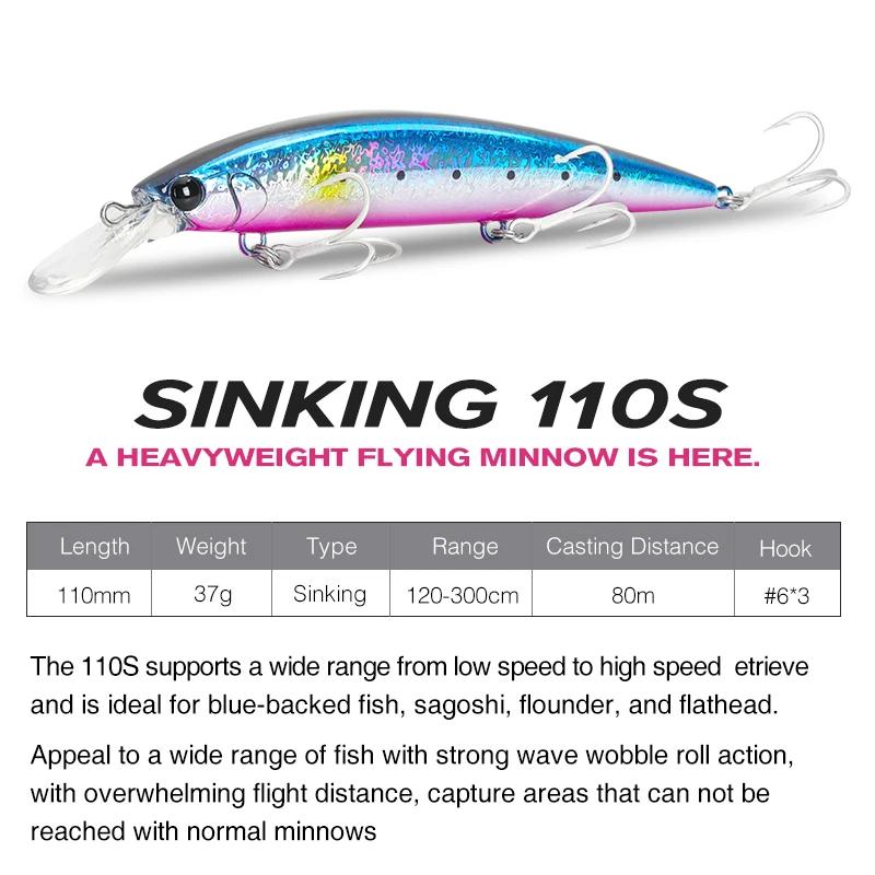 TSURINOYA 110mm 37g leurre de pêche en mer poids lourd Max 80m Ultra longue coulée coulant vairon as