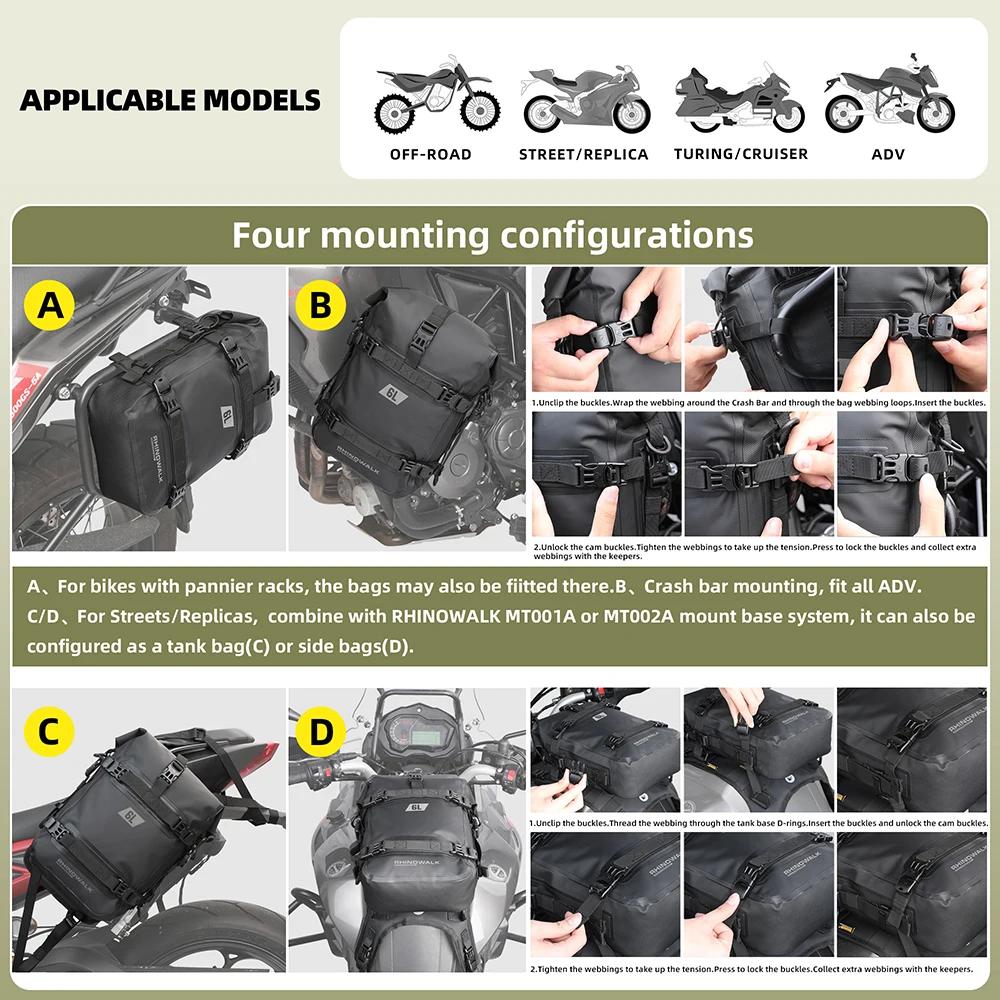 Sac de pare-chocs de moto étanche 6L, sac de cadre latéral de moto, sac de barre de sécurité de moto