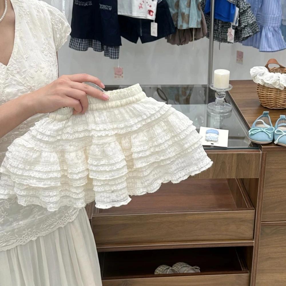 Nouvel ensemble d'été pour filles de 2 à 7 ans : haut polyvalent à col, dentelle et demi-manches bou