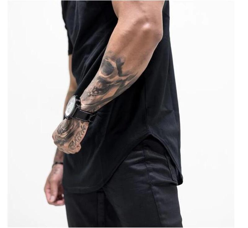 T-shirts de course unis hommes décontracté coton Patchwork maille chemises Sumemr vêtements de sport