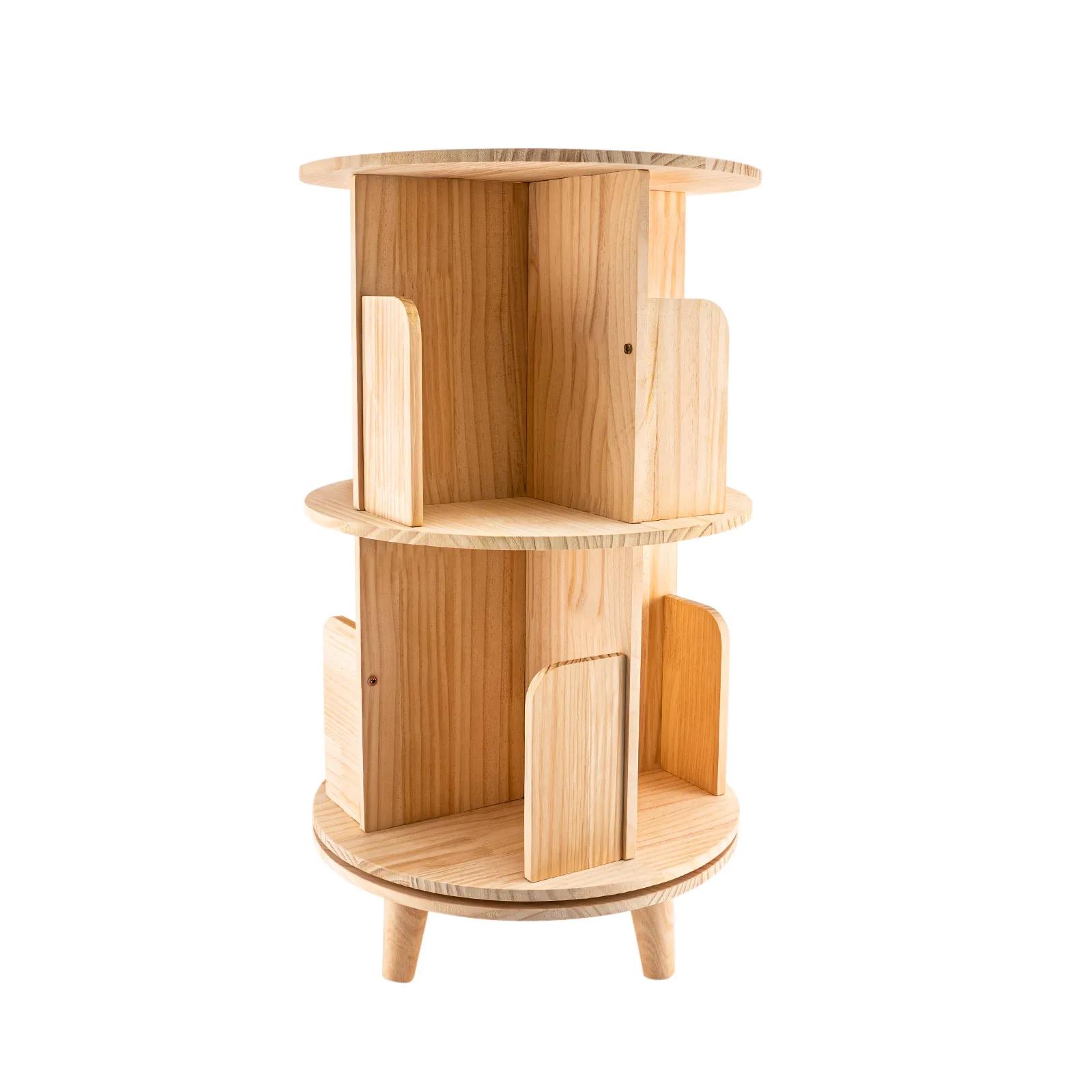 Bibliothèque rotative multifonctionnelle en bois massif, bibliothèque sur pied, rangement T1, évalua