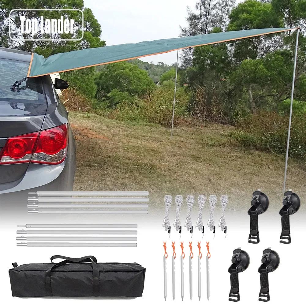SUV, Auvent latéral pour voiture, bâche imperméable avec poteau, cordes, piquets et ancre à ventouse