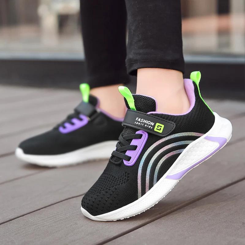 Chaussures de course légères en maille blanche pour fille - Baskets colorées mode été automne 2025