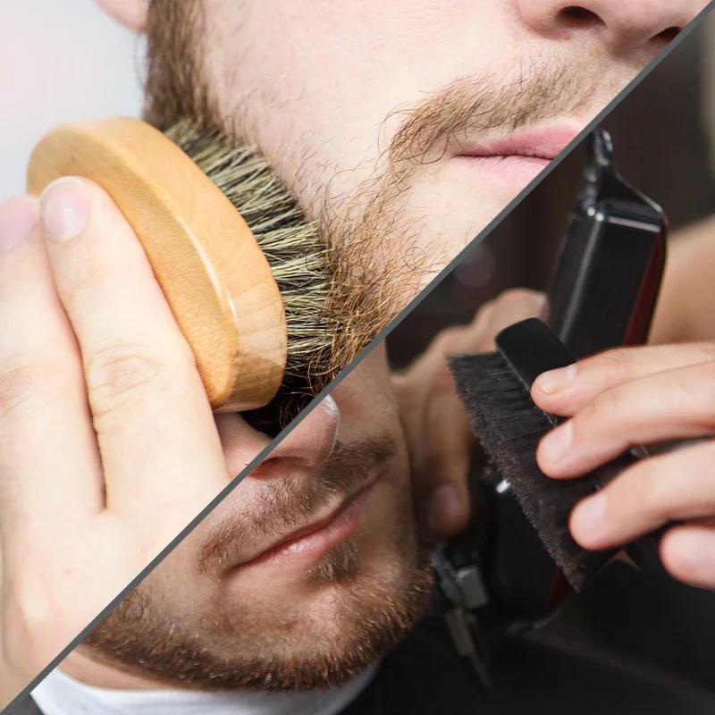 Brosse à cheveux pour hommes en poils de sanglier pour barbe naturelle, brosse à barbe, peigne à ras