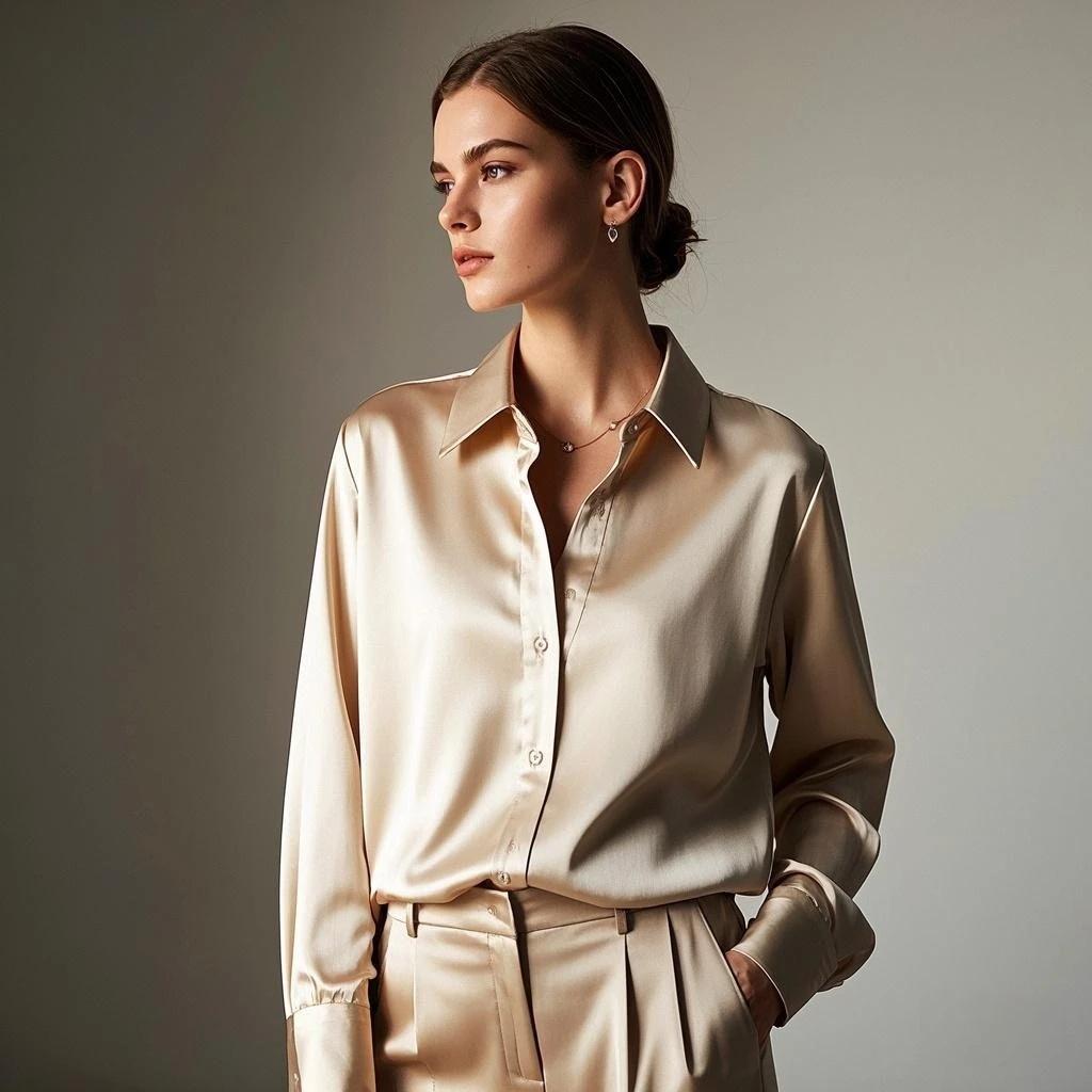 Coréen bureau dame tendance chemise décontractée Blouses élégantes pour les femmes Satin multicolore