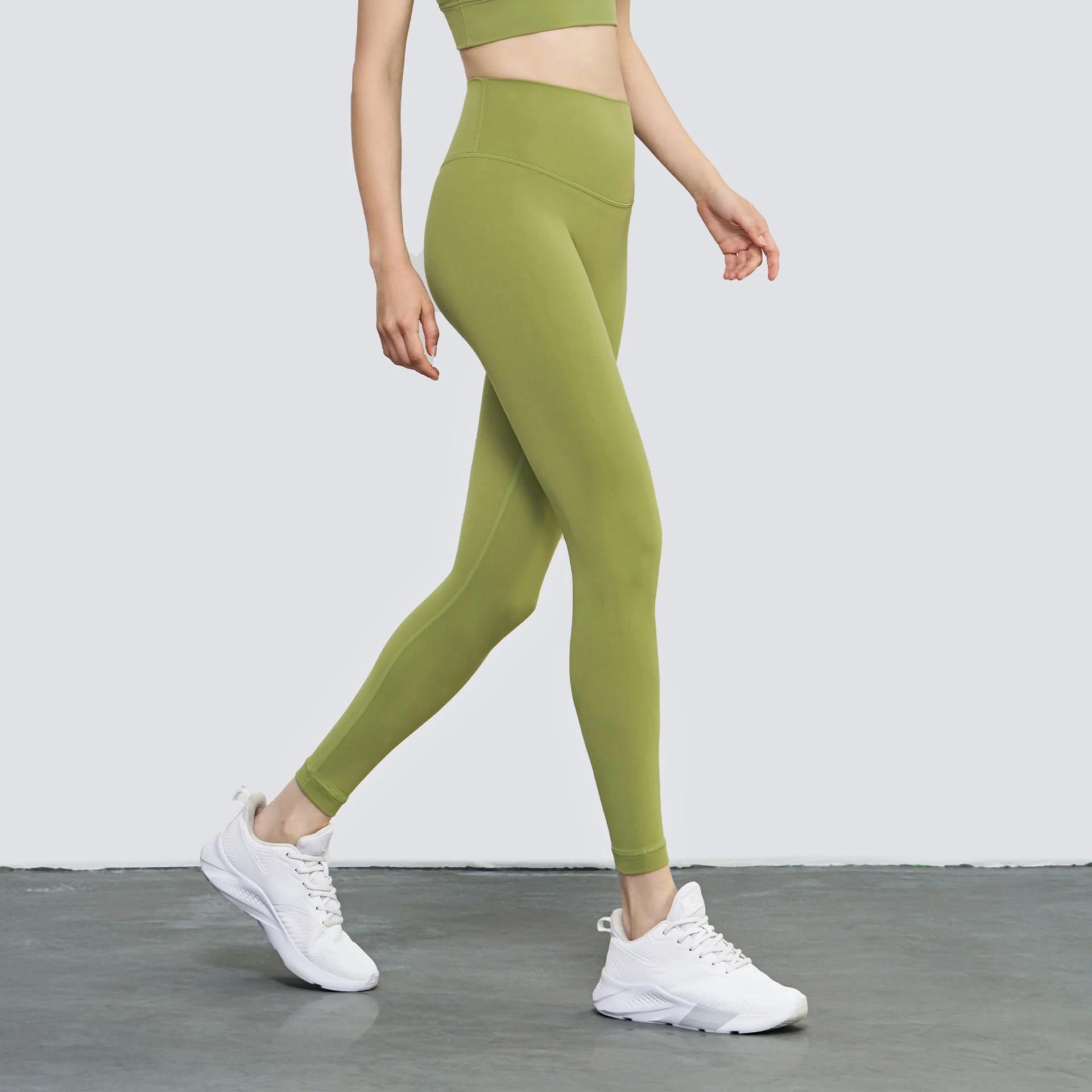 Legging yoga femme taille haute couleur unie doux athlétique sport entraînement jogging poche