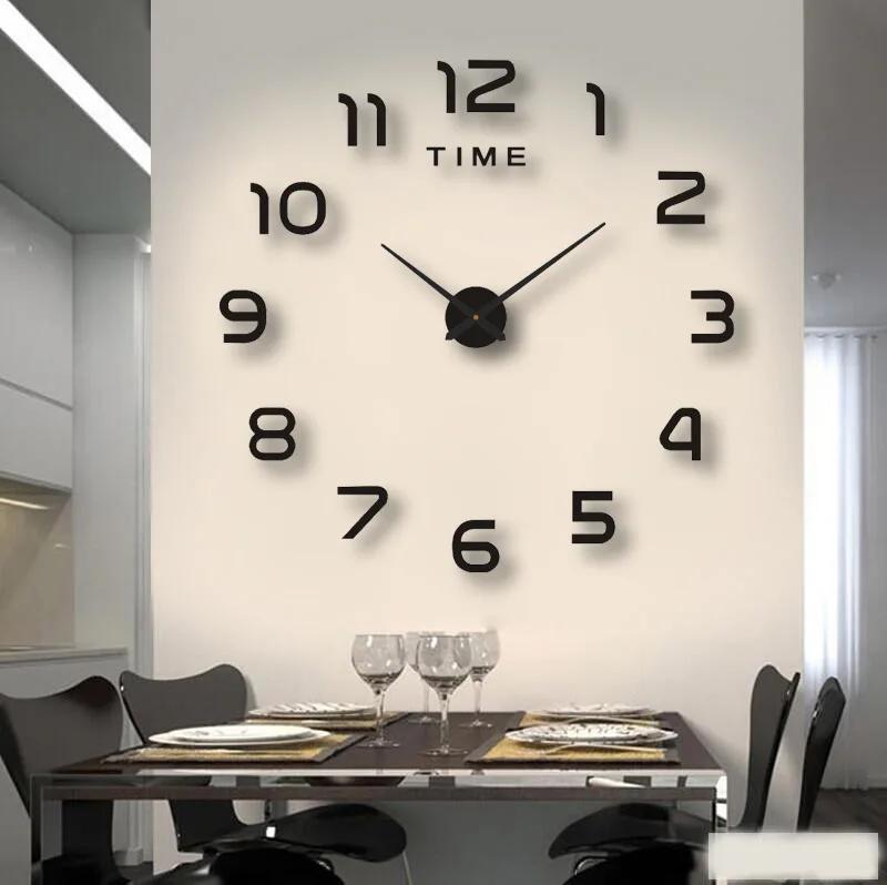 Horloge Murale Grande Taille Design Moderne 2026, Horloge à Quartz 3D DIY, Autocollants Miroir Acryl