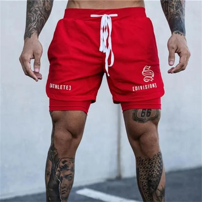 2025 nouveau 2 en 1 Sport course décontracté respirant Shorts hommes Double pont Jogging séchage rap