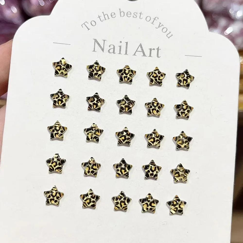 30/50/100 pièces imprimé léopard étoile glace résine transparente bricolage Nail Art décorations por