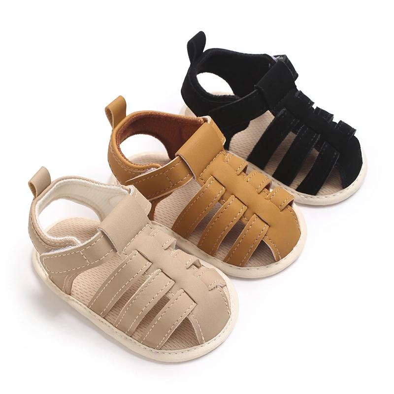Sandales respirantes décontractées de couleur unie pour bébés garçons, légères et confortables, anti