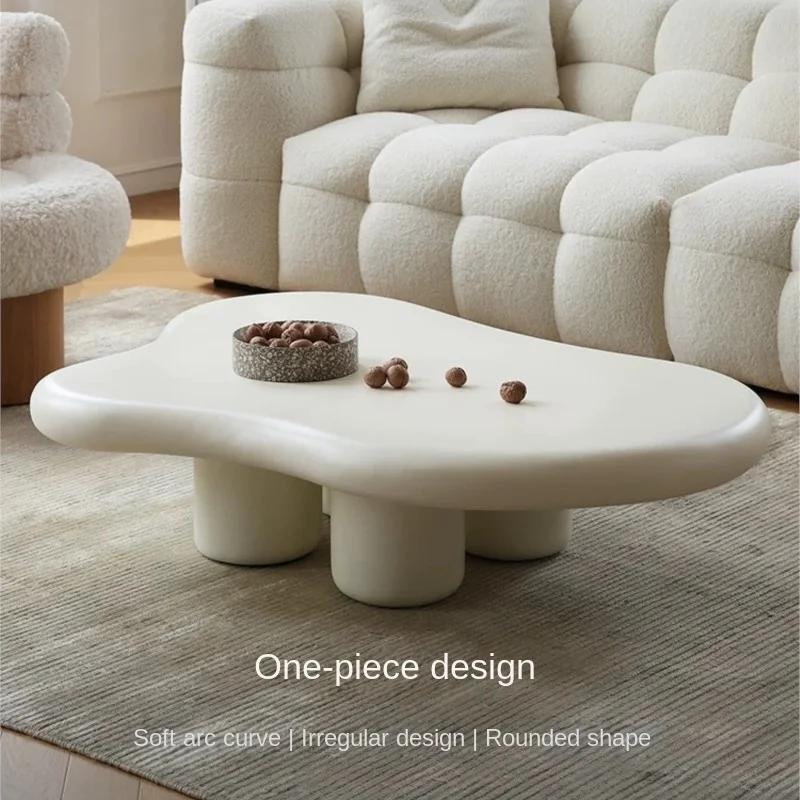 Table à thé nordique nuage 100/120cm, Simple, moderne, petite Table en forme de salon, crème, Table 