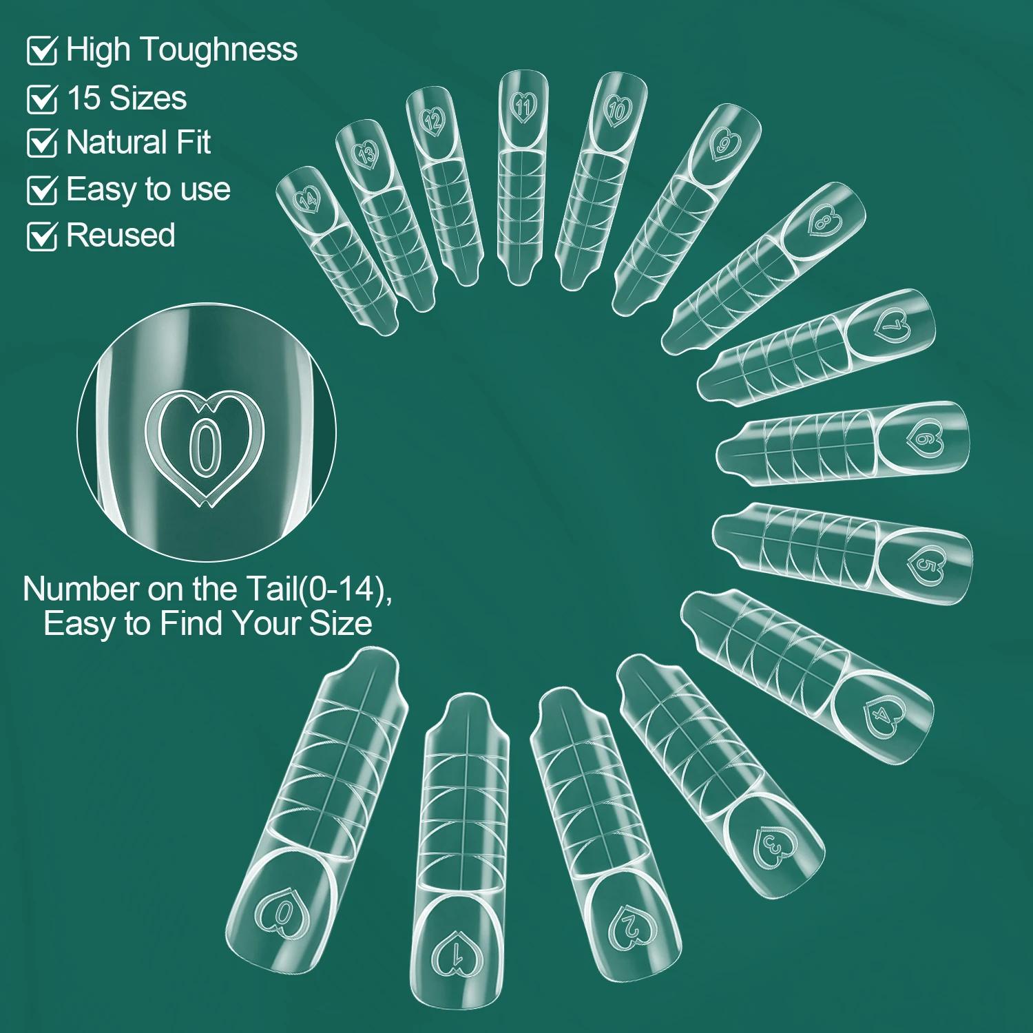 Nailpop Space Nail Dual Forms 15 Tailles Formes à ongles pour extension de gel poly Réutilisables Ma