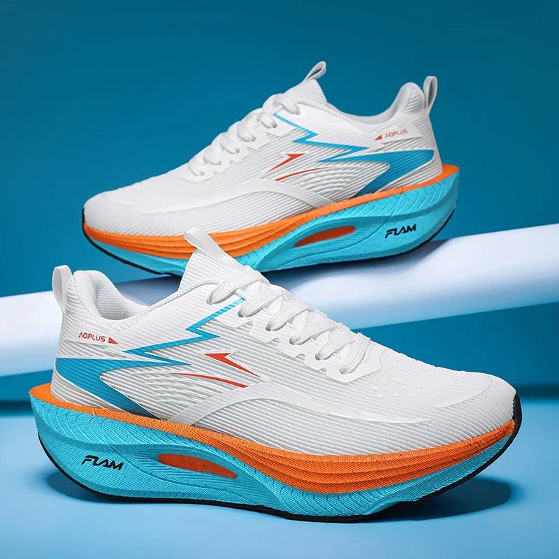 Chaussures de sport unisexes avec plaque en carbone, baskets de course et de marche, amortissantes, 