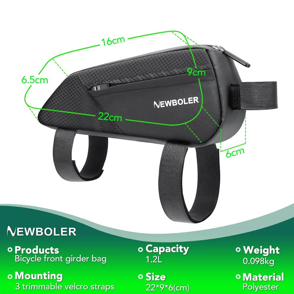 NEWBOLER sac de vélo 1.2L cadre Portable Tube avant sac de cyclisme vtt route vélo sacoche grande ca