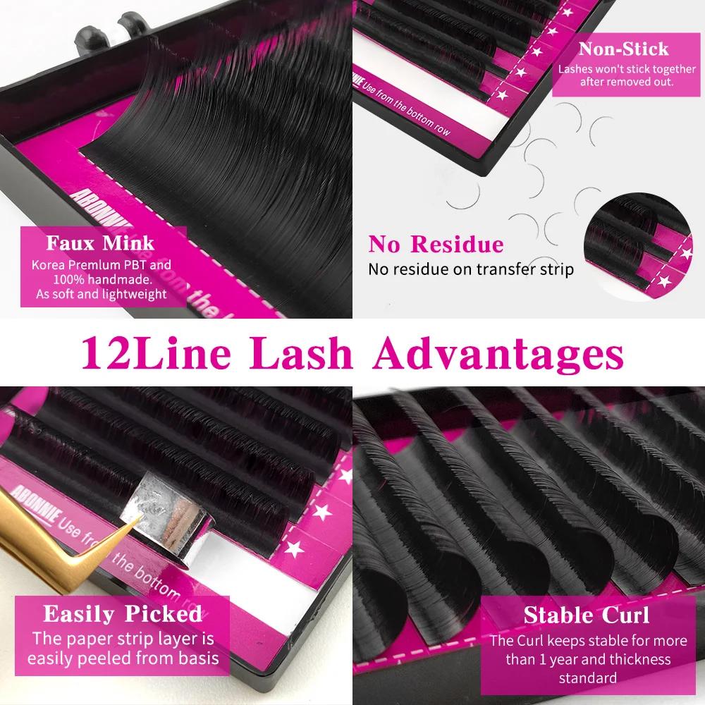 Extensions de cils individuels classiques Abonnie B/C/CC/D, cils volumineux et moelleux, toutes tail