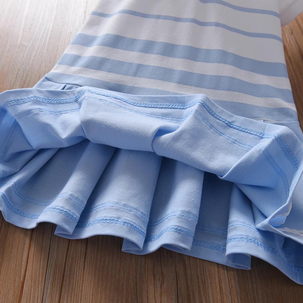 Robe Polo à rayures pour filles, vêtements élégants à manches bouffantes, robes d'été pour bébés fil