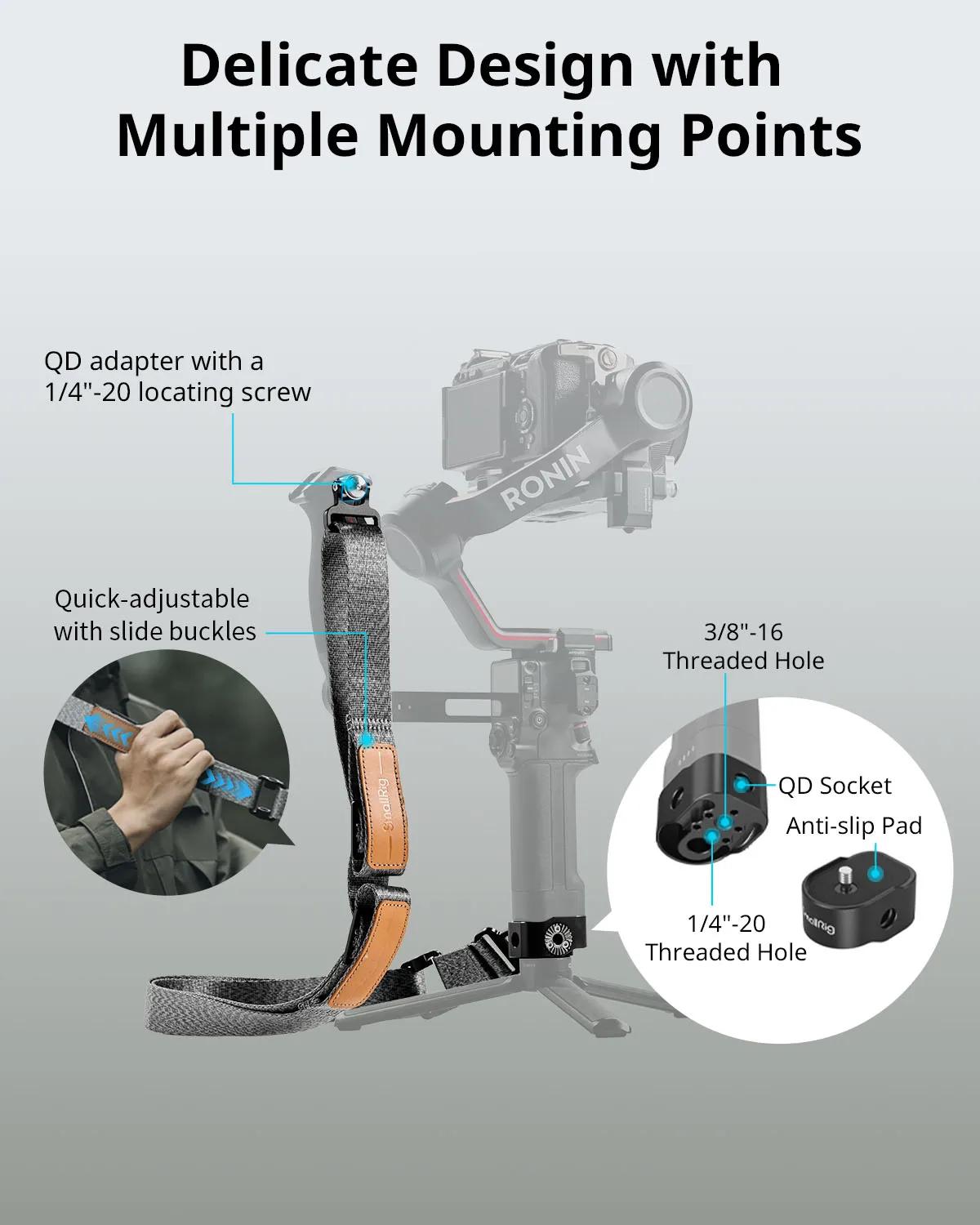 SmallRig – sangle d'épaule réduisant le poids, pour DJI RS 3 / RS 3 Pro / RS 4 /RS 4 Pro, fixation e
