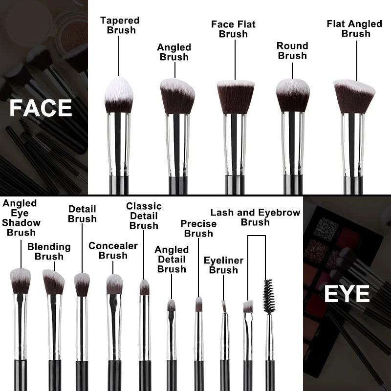Ensemble professionnel de 14 pinceaux de maquillage doux et moelleux pour fond de teint, fard à paup