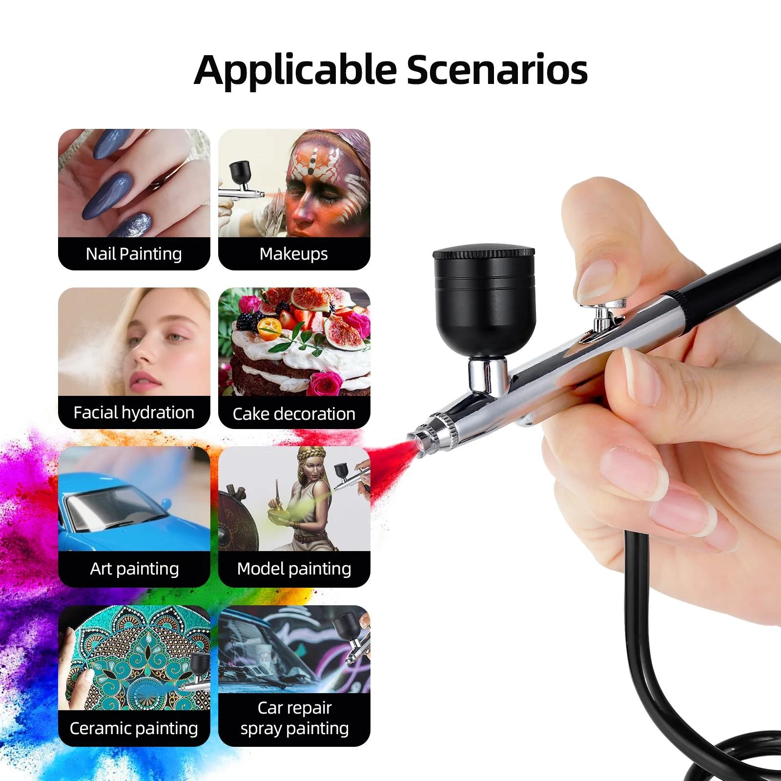 Kit d'aérographe Portable, Mini pistolet de pulvérisation de peinture à compresseur d'air pour Nail 