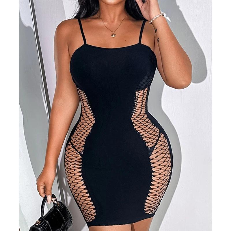 1 pièce Robe de plage moulante sexy en résille ajourée transparente pour femme, tenue de bain d'été