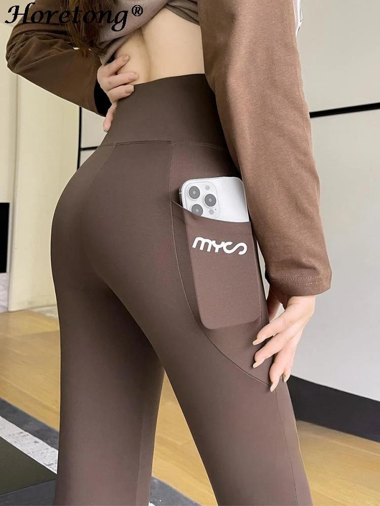 Horetong femmes pantalons de sport avec poche taille haute Fitness course décontracté Streetwear pan