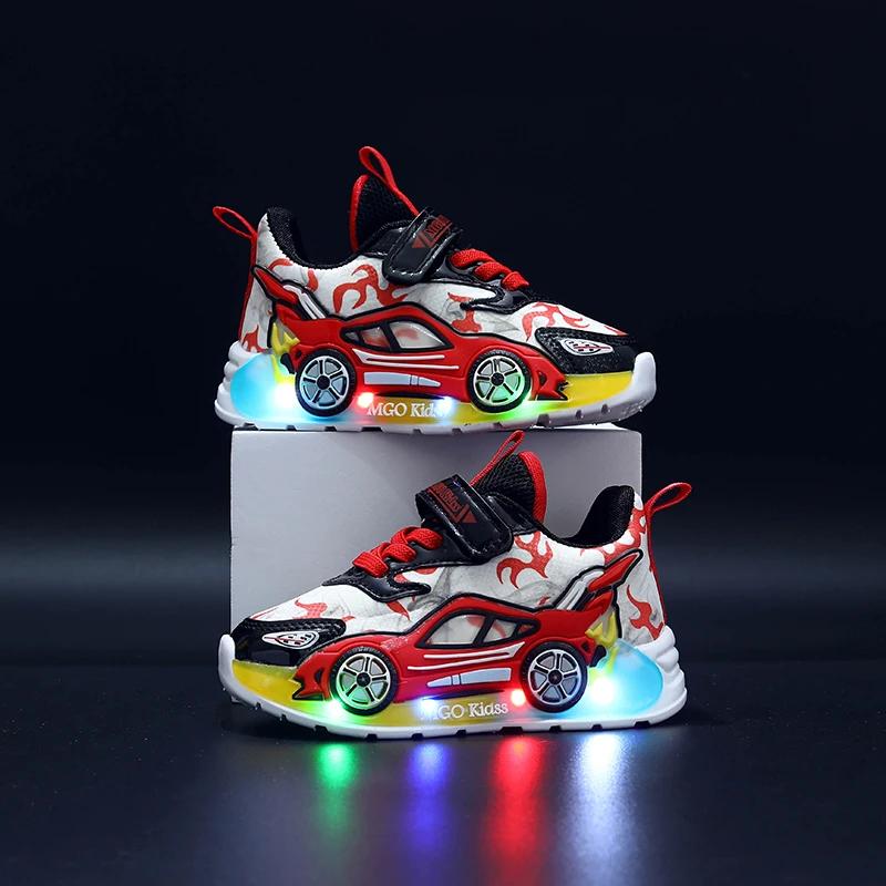 Mgo Kids printemps et automne nouvelles chaussures de sport pour garçons en forme de voiture chaussu