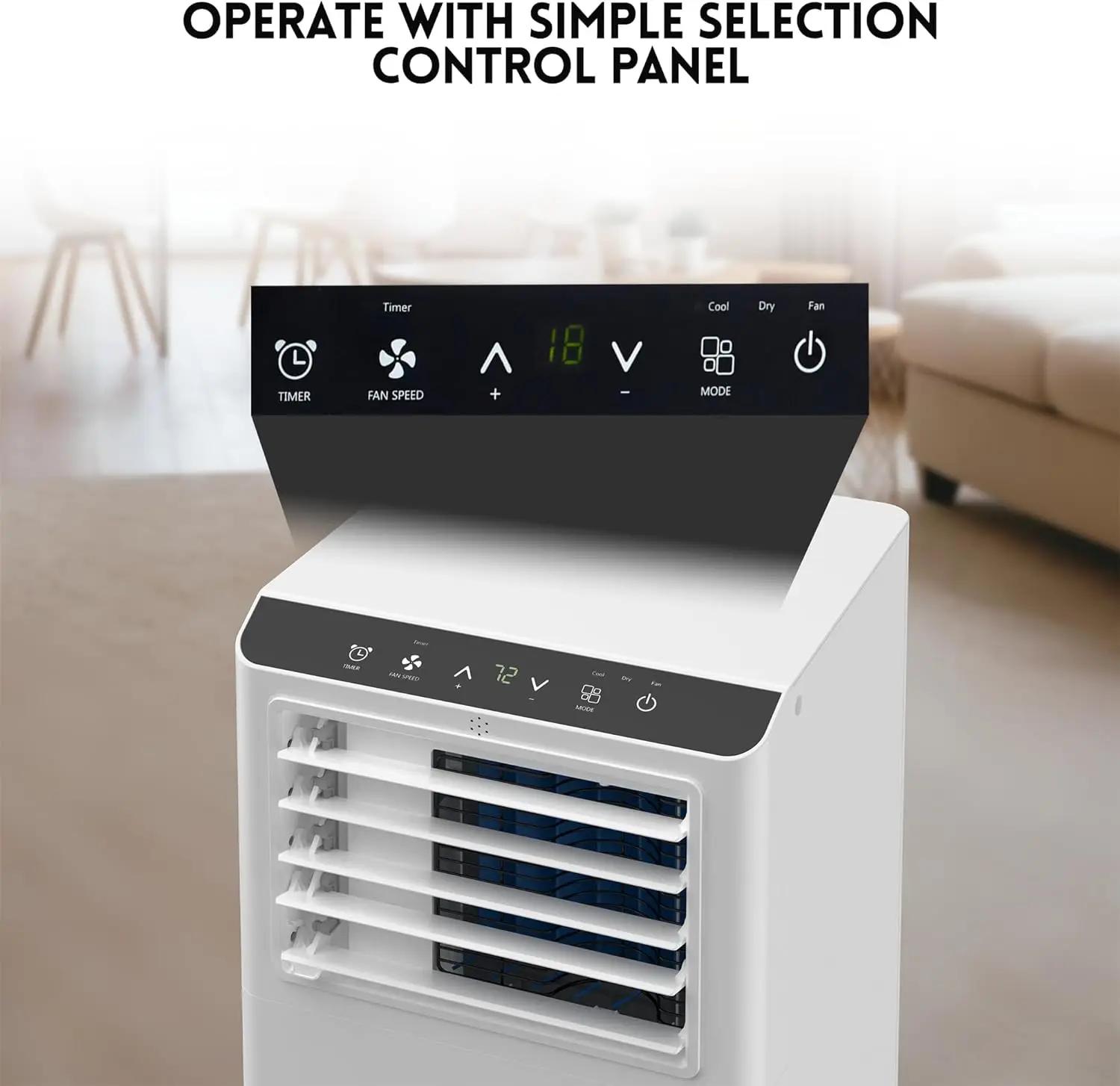 Climatiseur portable 8500 BTU avec télécommande à écran LCD, refroidissement AC jusqu'à 350 pieds ca