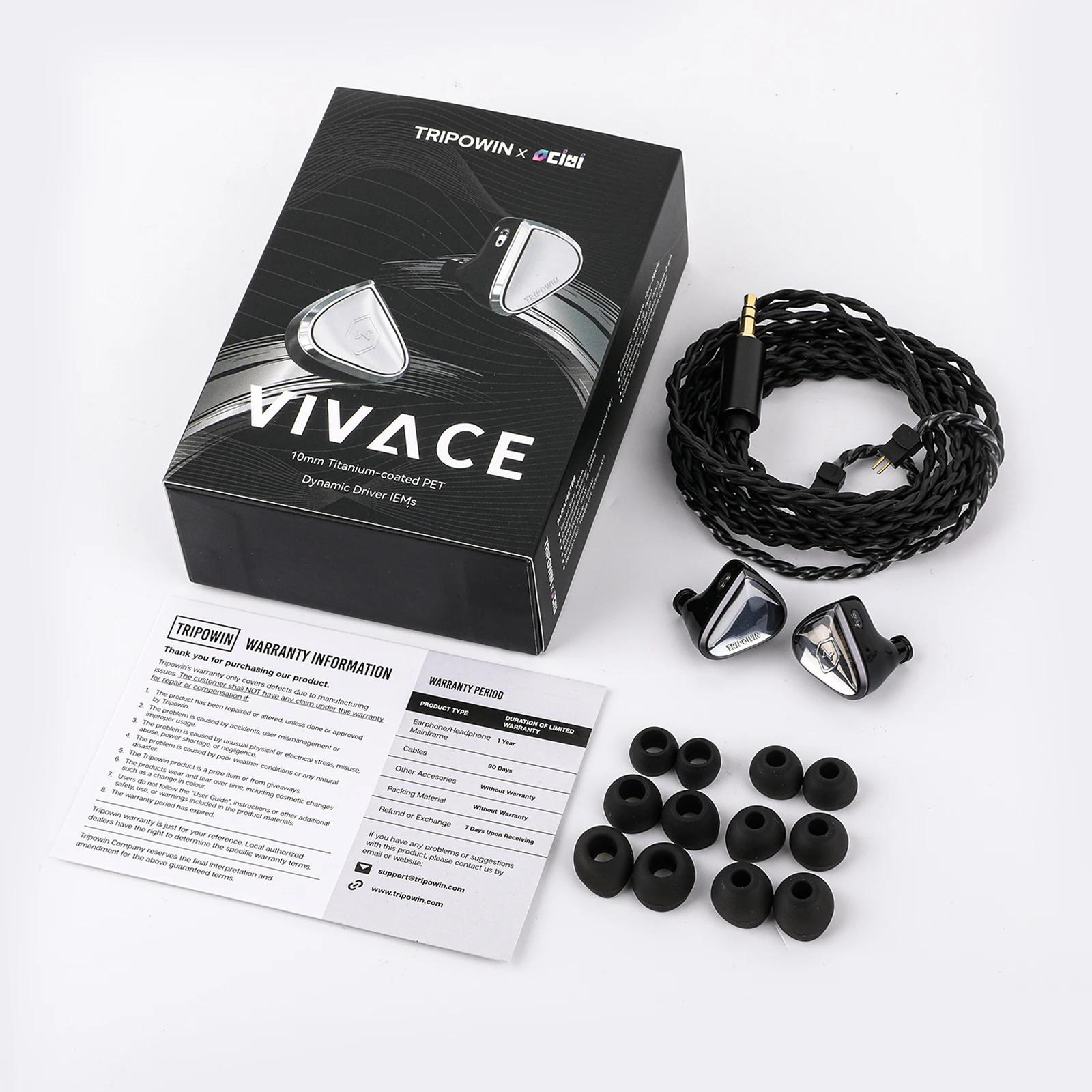Tripowin x 0DiBi: Vivace 10mm diaphragme en titane pilote dynamique IEM Hifi écouteurs avec câble Au